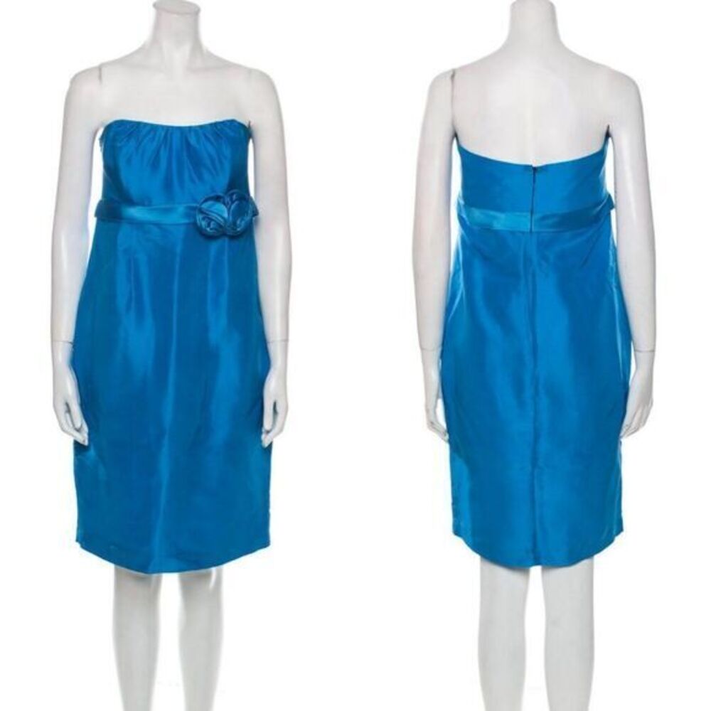 NEW Jenny Yoo 100% Silk, Strapless Knee-Length Peyton Dress,‎ Blue, size 10